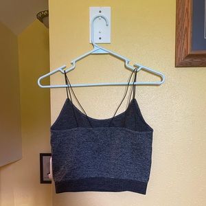 Dark grey/black cropped tight tank top. Very comfortable
